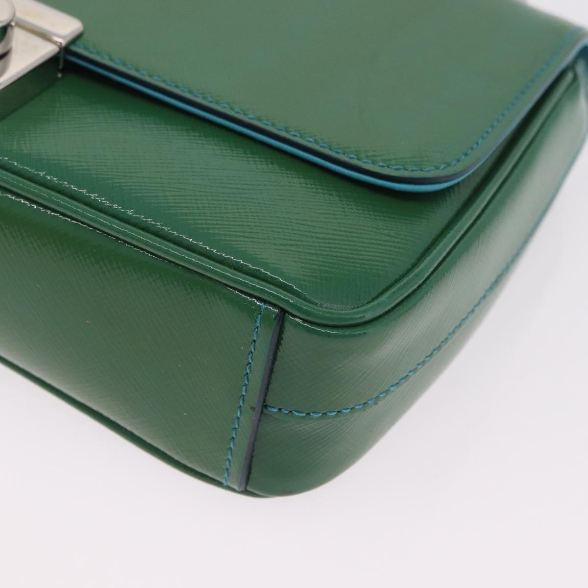 Prada Sound Chain Saffiano Leather, Green, Leather, Shoulder Bag