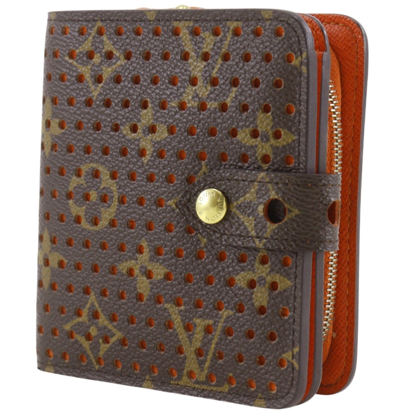 Louis Vuitton Compact Zip Perforated Monogram Canvas, Brown, Canvas, Wallet