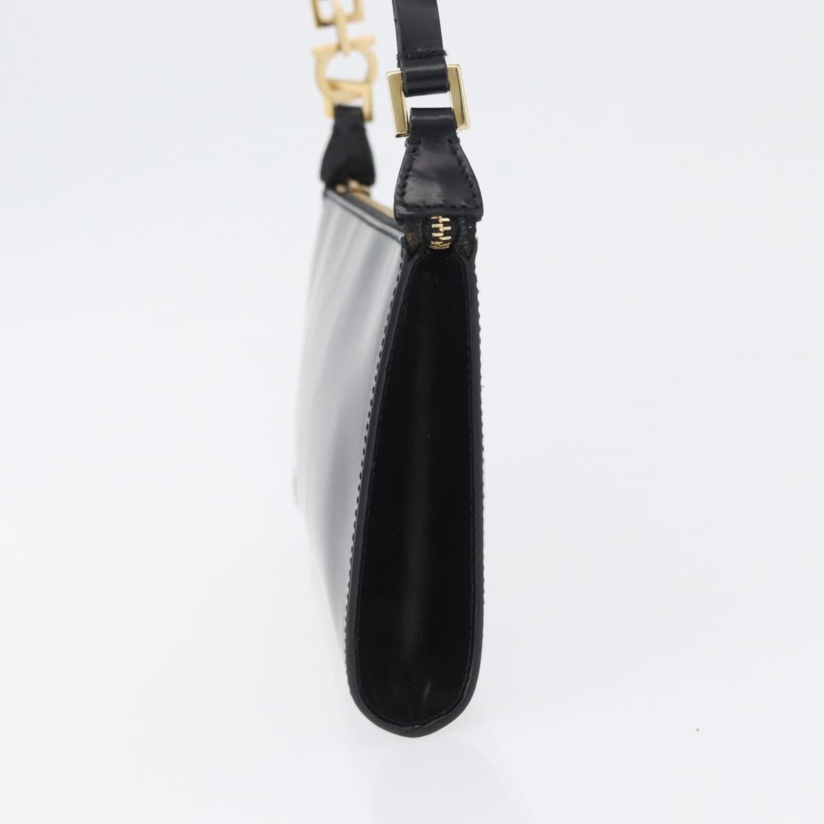 Salvatore Ferragamo Gancini Leather, Black, Leather, Crossbody Bag