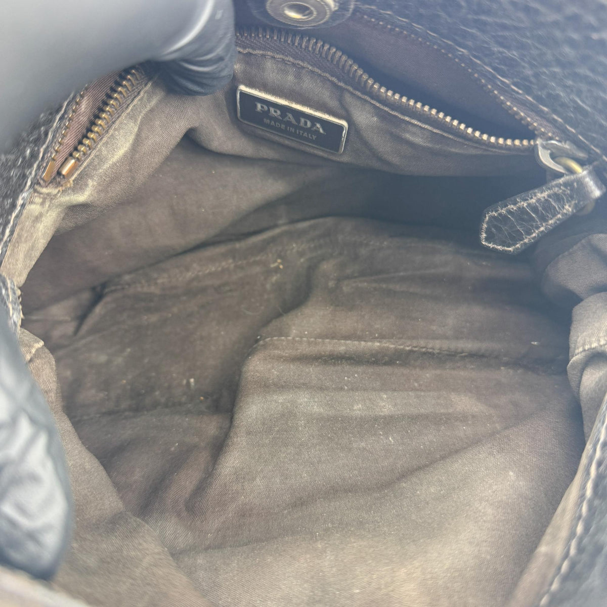 Prada Shoulder Canvas and Leather, Black, Canvas, Shoulder Bag