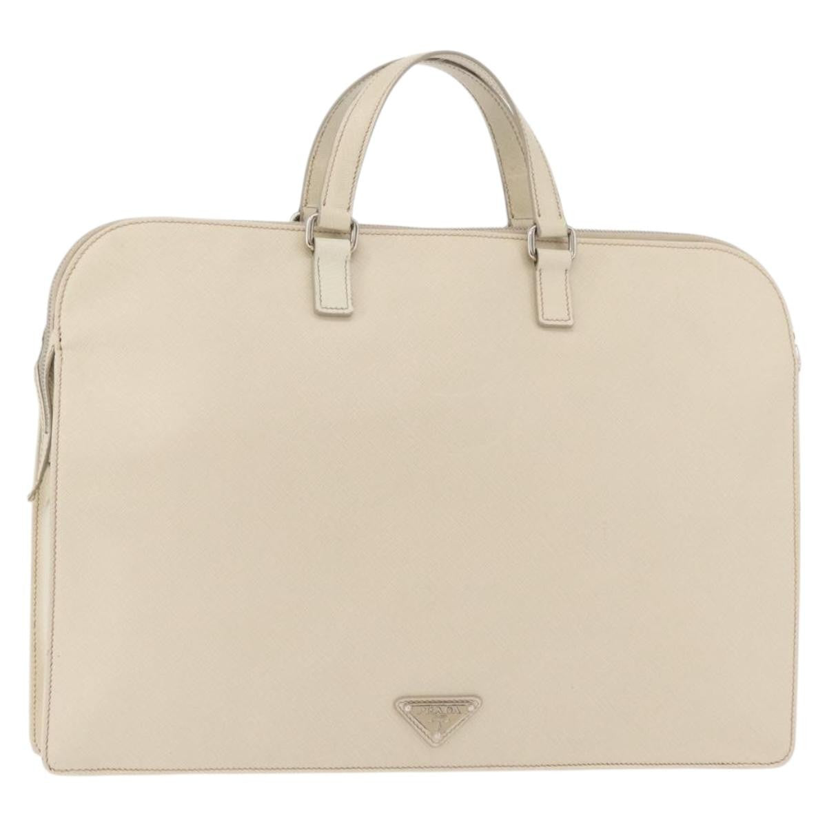 Prada Convertible Travel Saffiano Leather, Beige, Leather, Briefcase