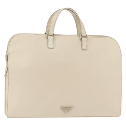 Prada Convertible Travel Saffiano Leather, Beige, Leather, Briefcase
