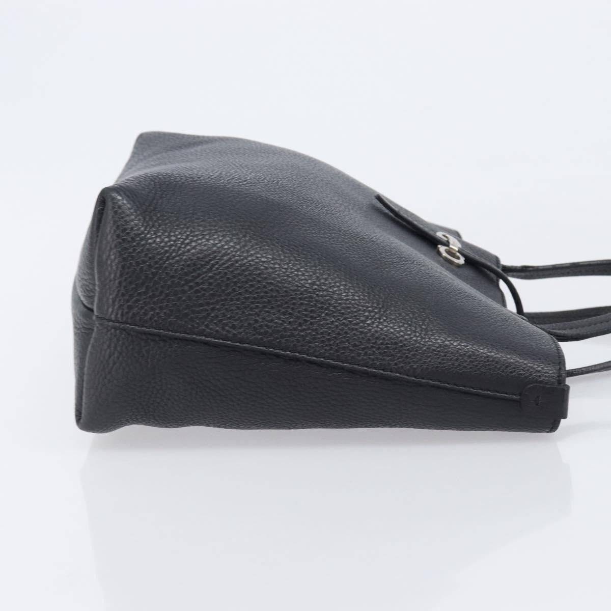 Salvatore Ferragamo Gancini Leather, Black, Leather, Handbag