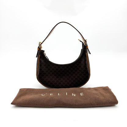 Celine Ava Triomphe Coated Canvas, Black, Canvas, Handbag