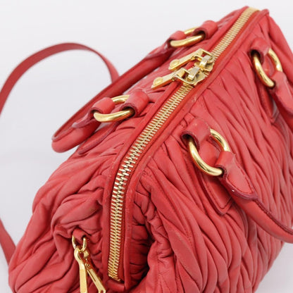 Miu Miu Madras Bowler Matelasse Leather, Red, Leather, Handbag