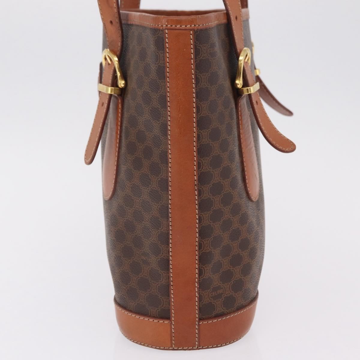Celine Vintage Macadam Shopper Coated Canvas, Brown, Canvas, Tote Bag