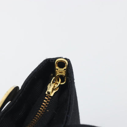 Celine Circle Logo Pouch Canvas, Black, Canvas, Clutch