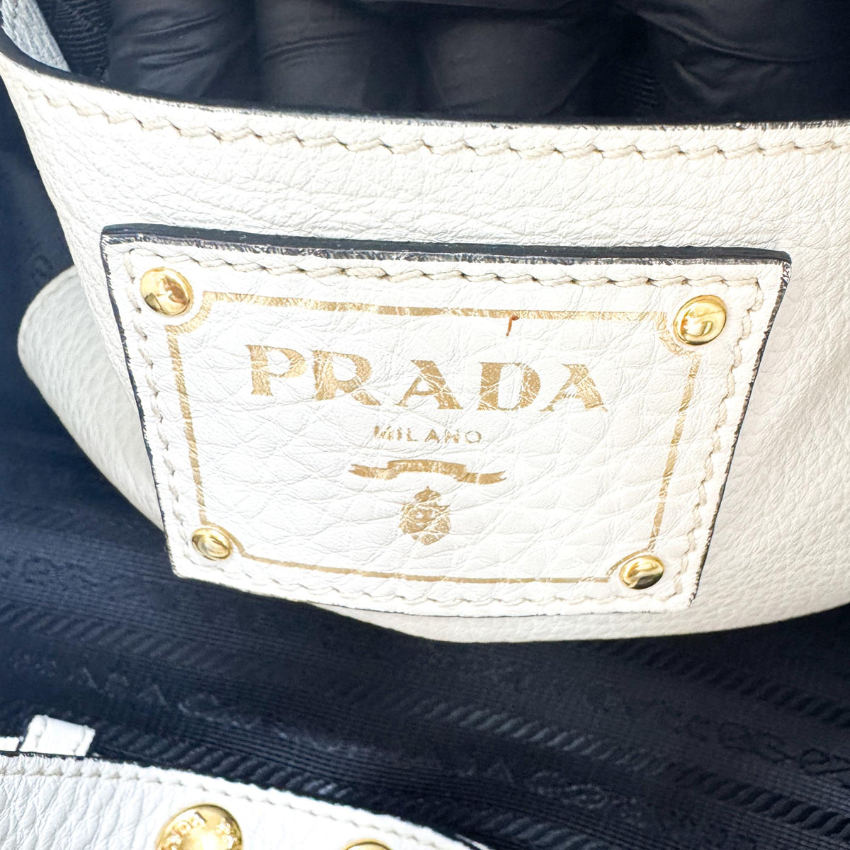 Prada Convertible Shopper Tote Vitello Daino, Gray, Leather, Tote Bag