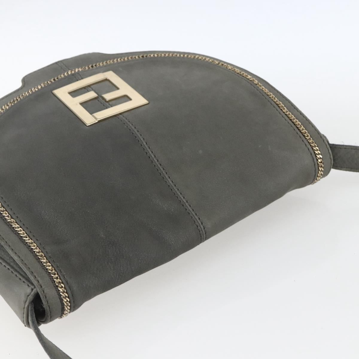 Fendi Shoulder Leather, Gray, Leather, Shoulder Bag