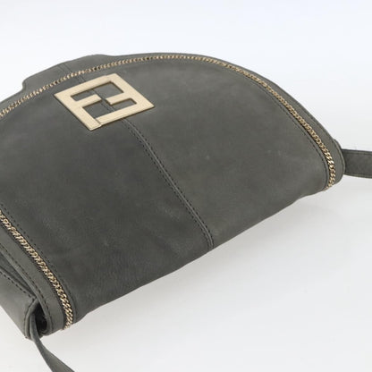 Fendi Shoulder Leather, Gray, Leather, Shoulder Bag
