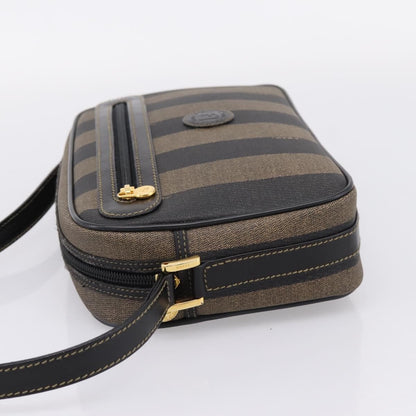 Fendi Vintage Pequin Front Pocket Coated Canvas, Brown, Canvas, Crossbody Bag