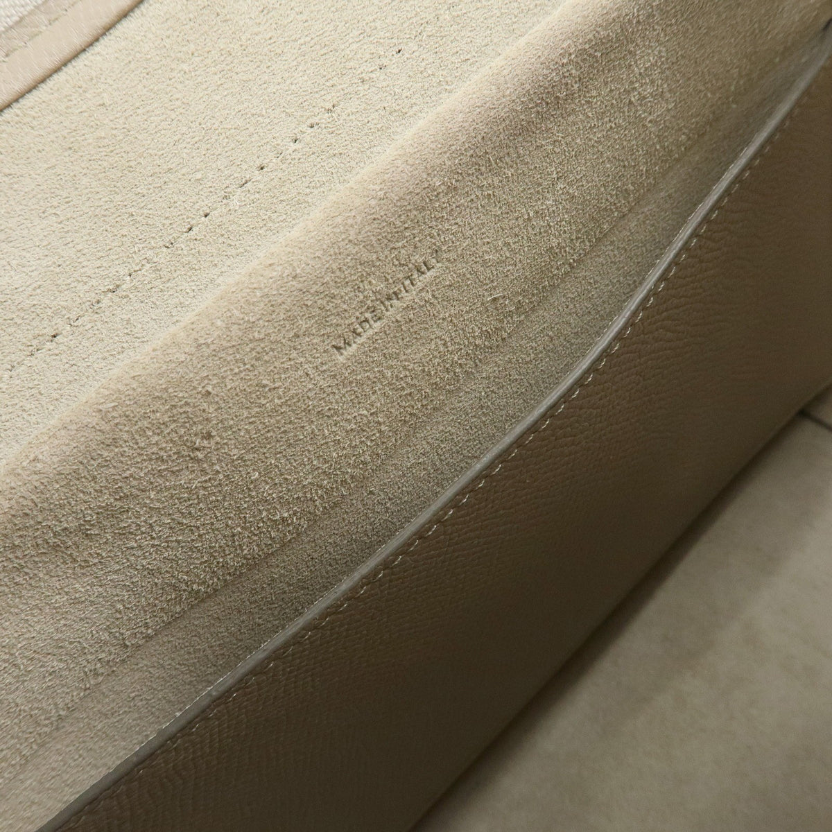 Celine Belt Textured Leather, Beige, Leather, Handbag