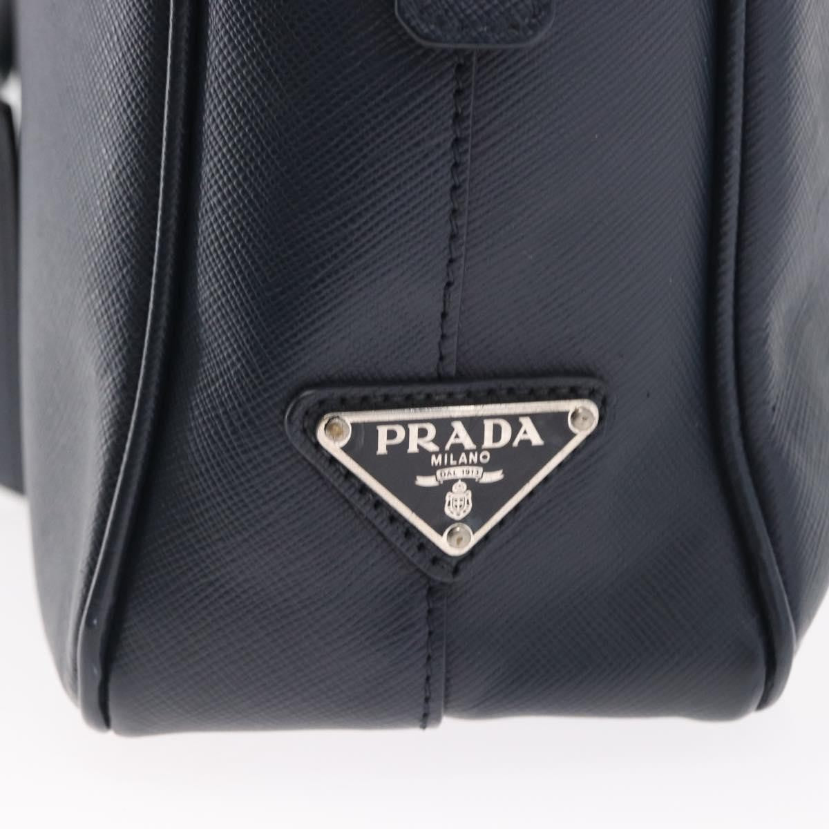 Prada Convertible Zip Around Saffiano Leather, Navy, Leather, Briefcase