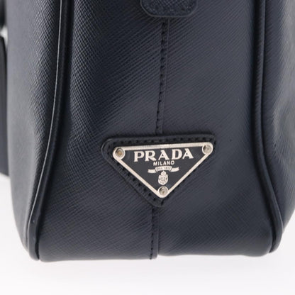 Prada Convertible Zip Around Saffiano Leather, Navy, Leather, Briefcase