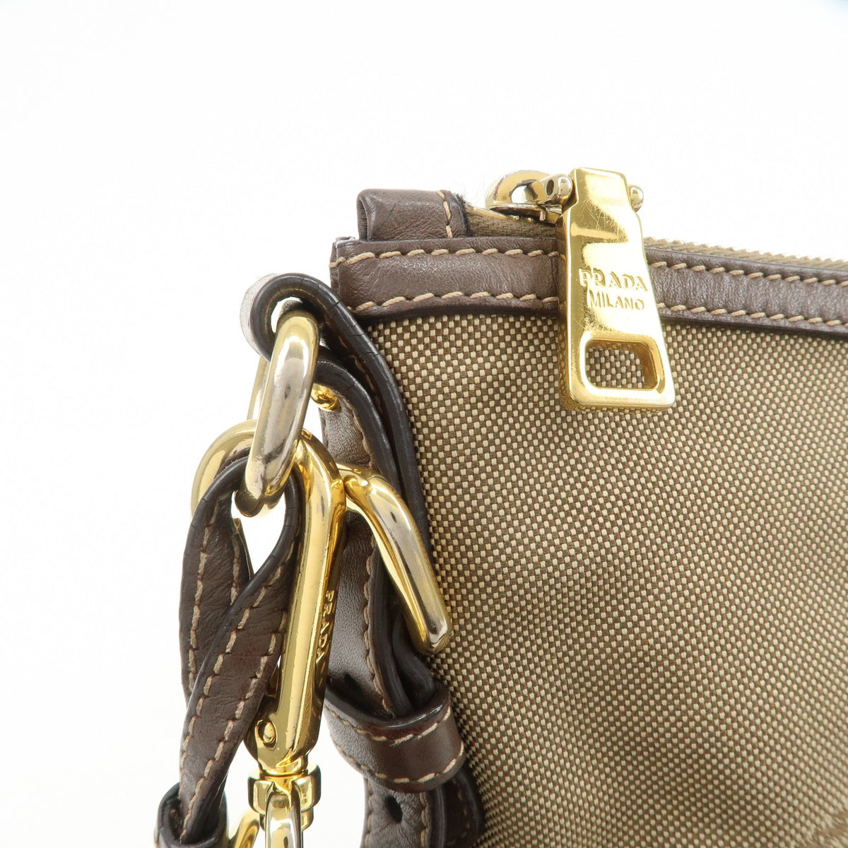 Prada Logo Canvas, Beige, Canvas, Tote Bag