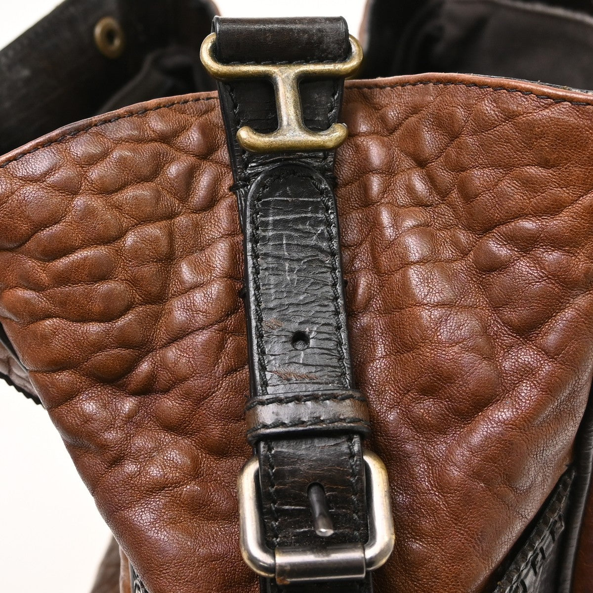 Fendi Handbag canvas, Brown, Leather, Handbag