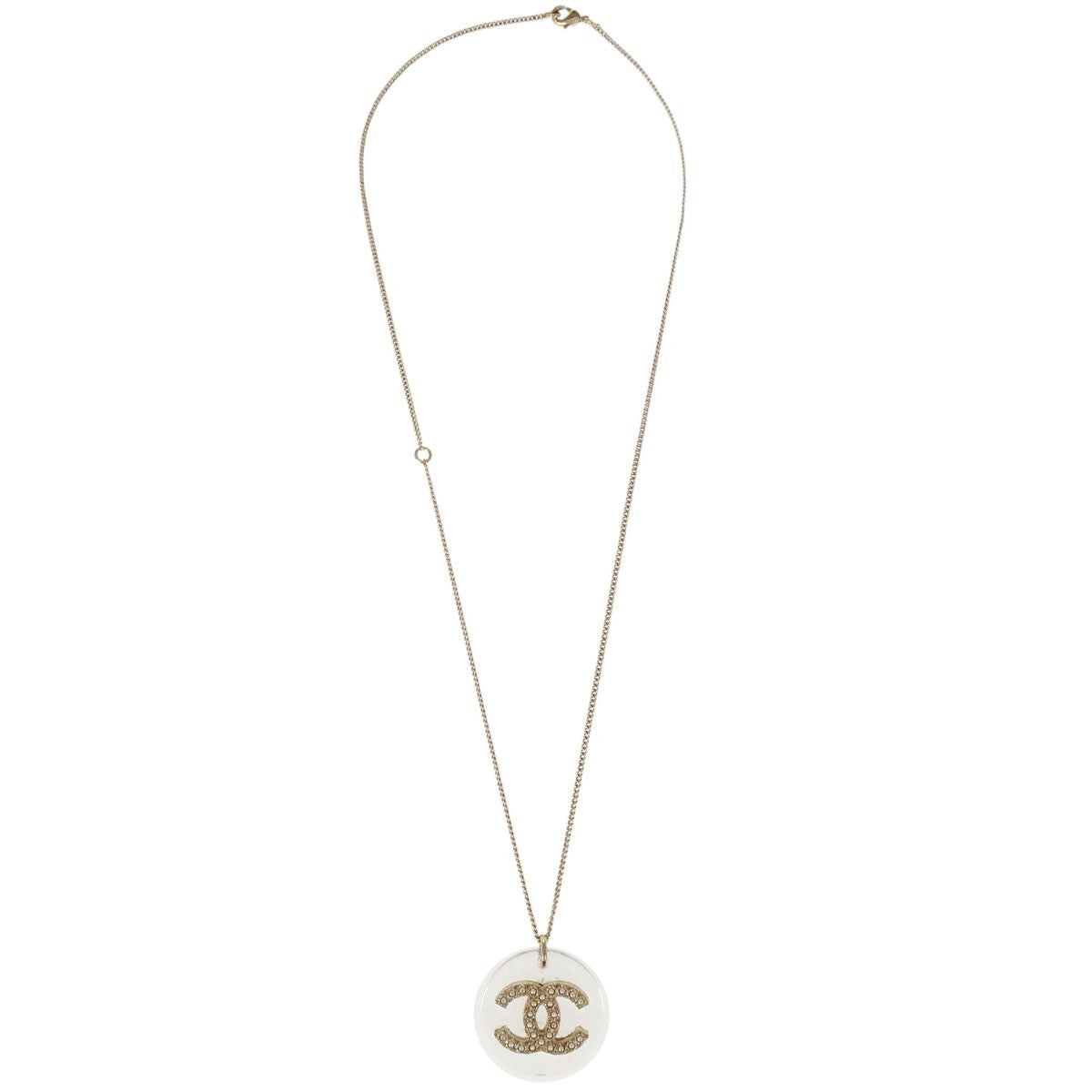Chanel CC Pendant Metal with Enamel and Faux Pearl, Gold, Gold Plated, Necklace