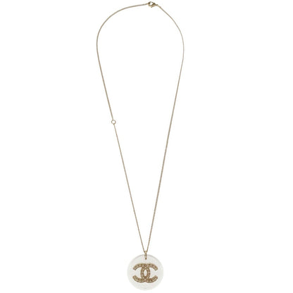 Chanel CC Pendant Metal with Enamel and Faux Pearl, Gold, Gold Plated, Necklace