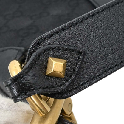 Gucci Piston Lock Jackie Hobo GG Canvas, Black, Canvas, Shoulder Bag