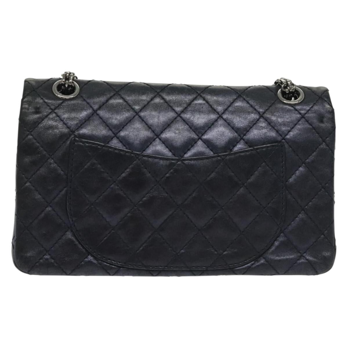 Chanel Hybrid Reissue Double Flap Bag Quilted Lambskin, NAVY, LEATHER, Shoulder bag