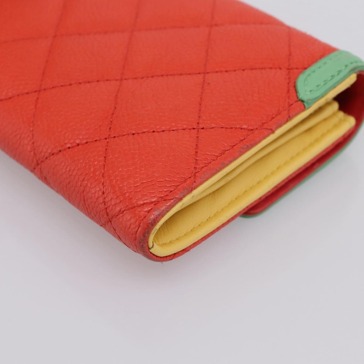 Chanel Filigree Flap Quilted Caviar, Red, Leather, Wallet