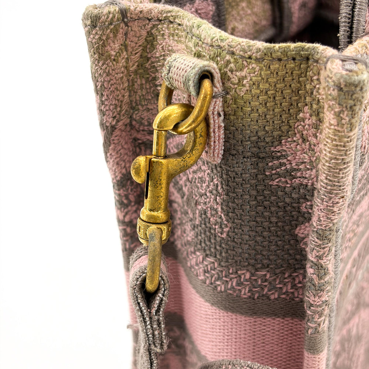 Christian Dior Book Tote Phone Embroidered Canvas, Pink, Canvas, Tote Bag