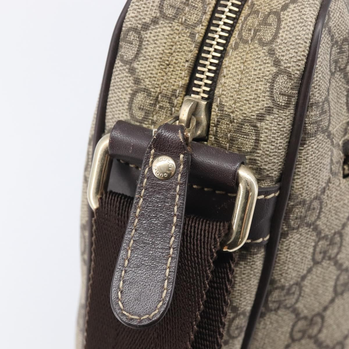 Gucci Front Zip Messenger GG Coated Canvas, Beige, Canvas, Crossbody Bag