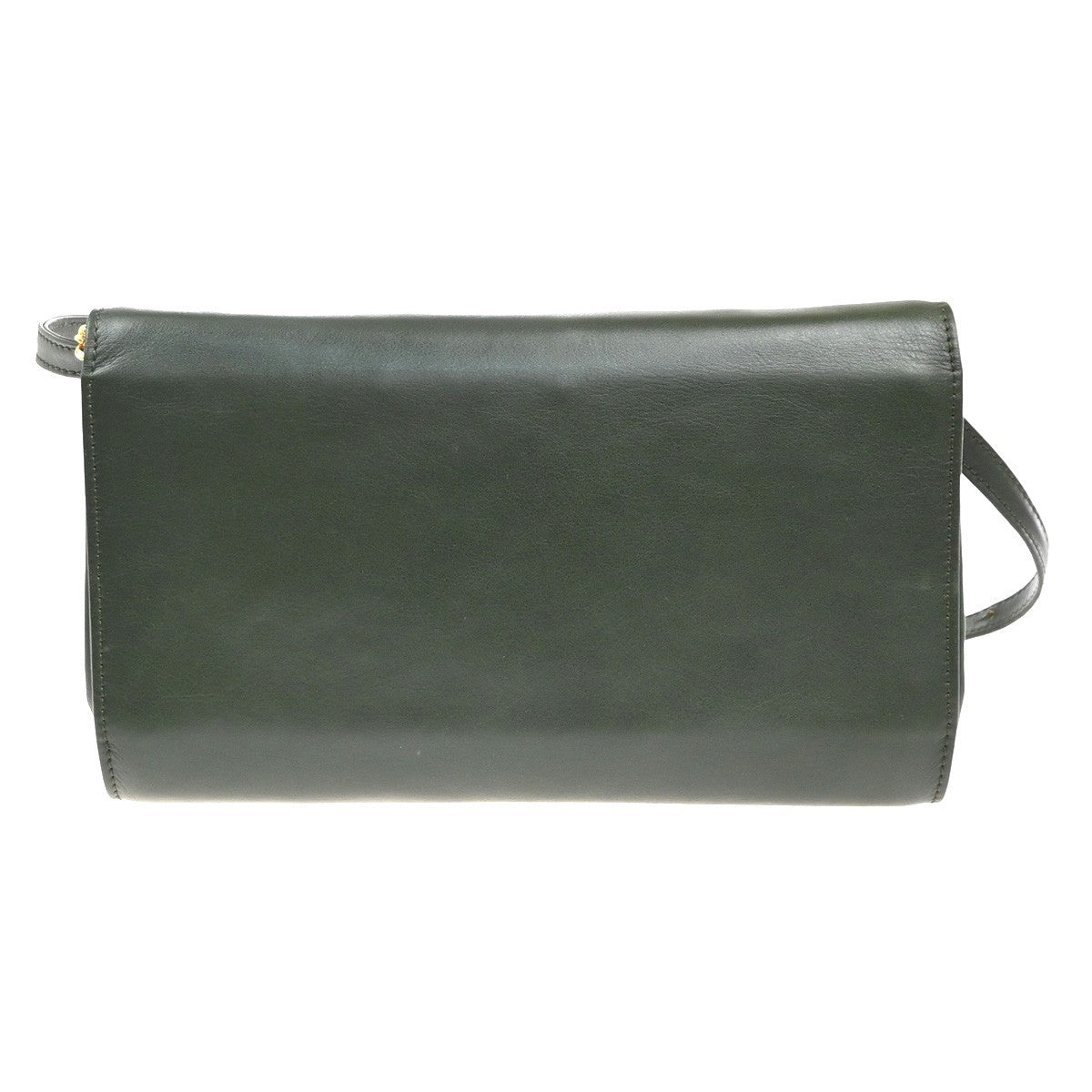 Celine Vintage Macadam Canvas, Green, Leather, Shoulder Bag