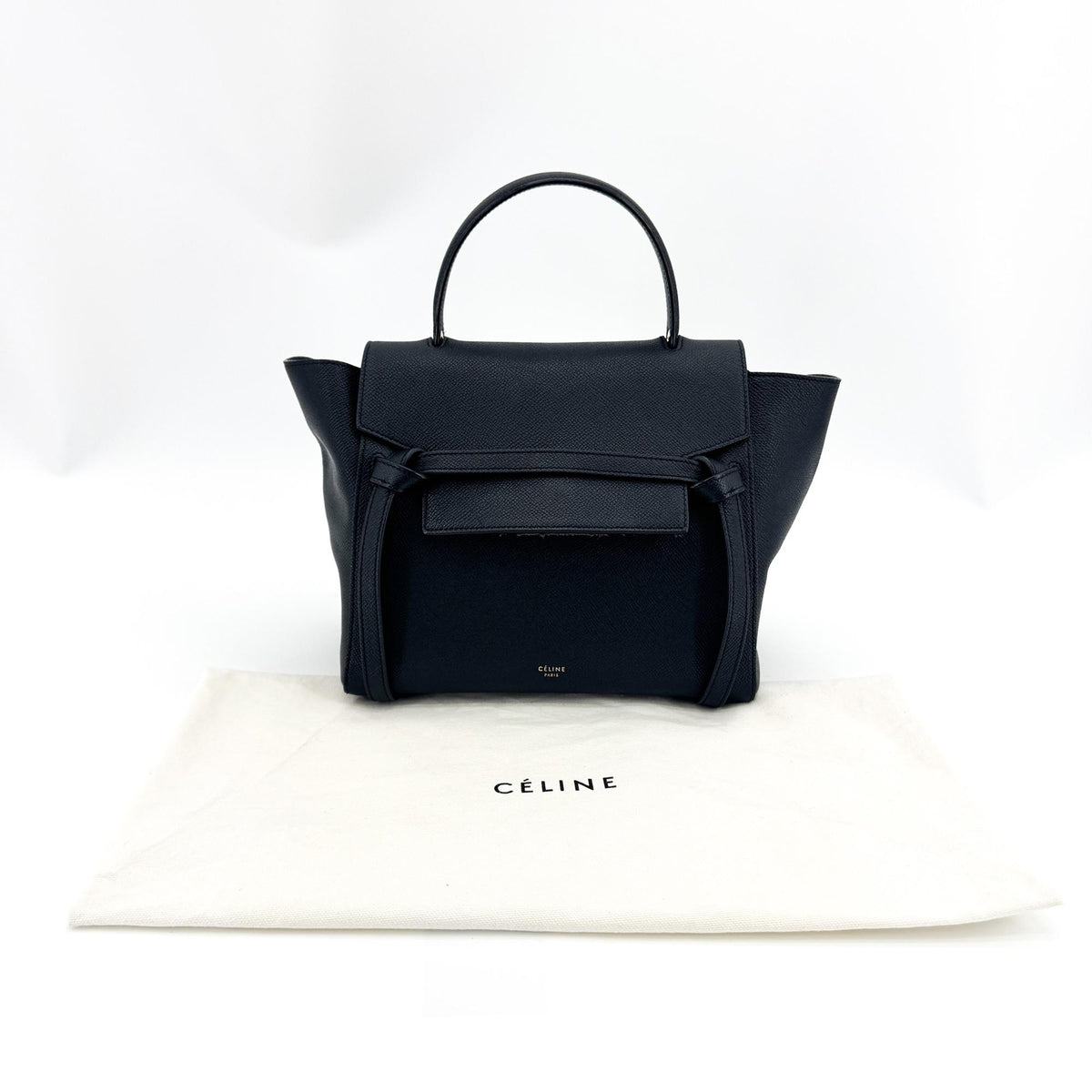 Celine Belt Calfskin, Black, Leather, Handbag
