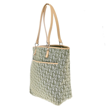 Christian Dior Vintage Open Pocket Diorissimo Canvas, Green, Canvas, Tote Bag