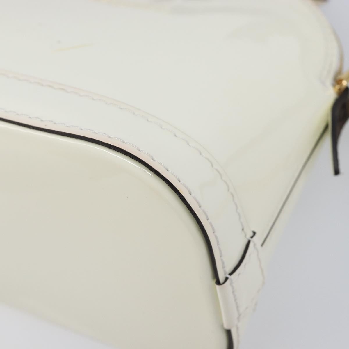 Louis Vuitton Alma Chain Vernis with Monogram Canvas, White, Patent Leather, Handbag