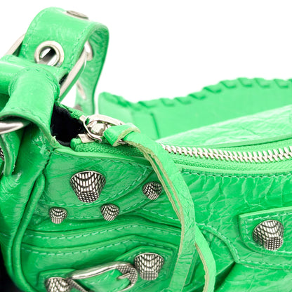 Balenciaga Le Cagole Giant Studs Leather, Green, Leather, Shoulder Bag