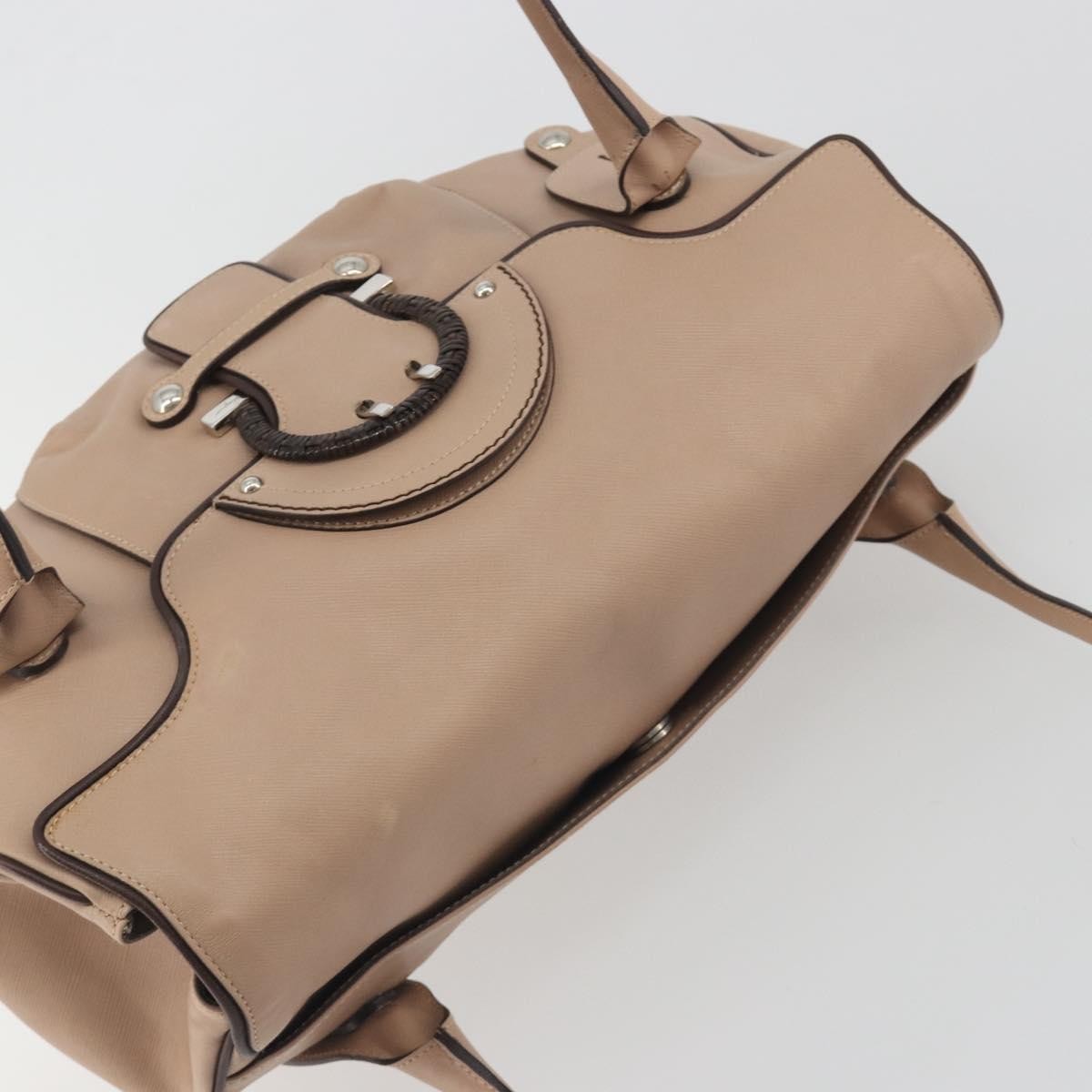 Salvatore Ferragamo Gancini Leather, Beige, Leather, Crossbody Bag