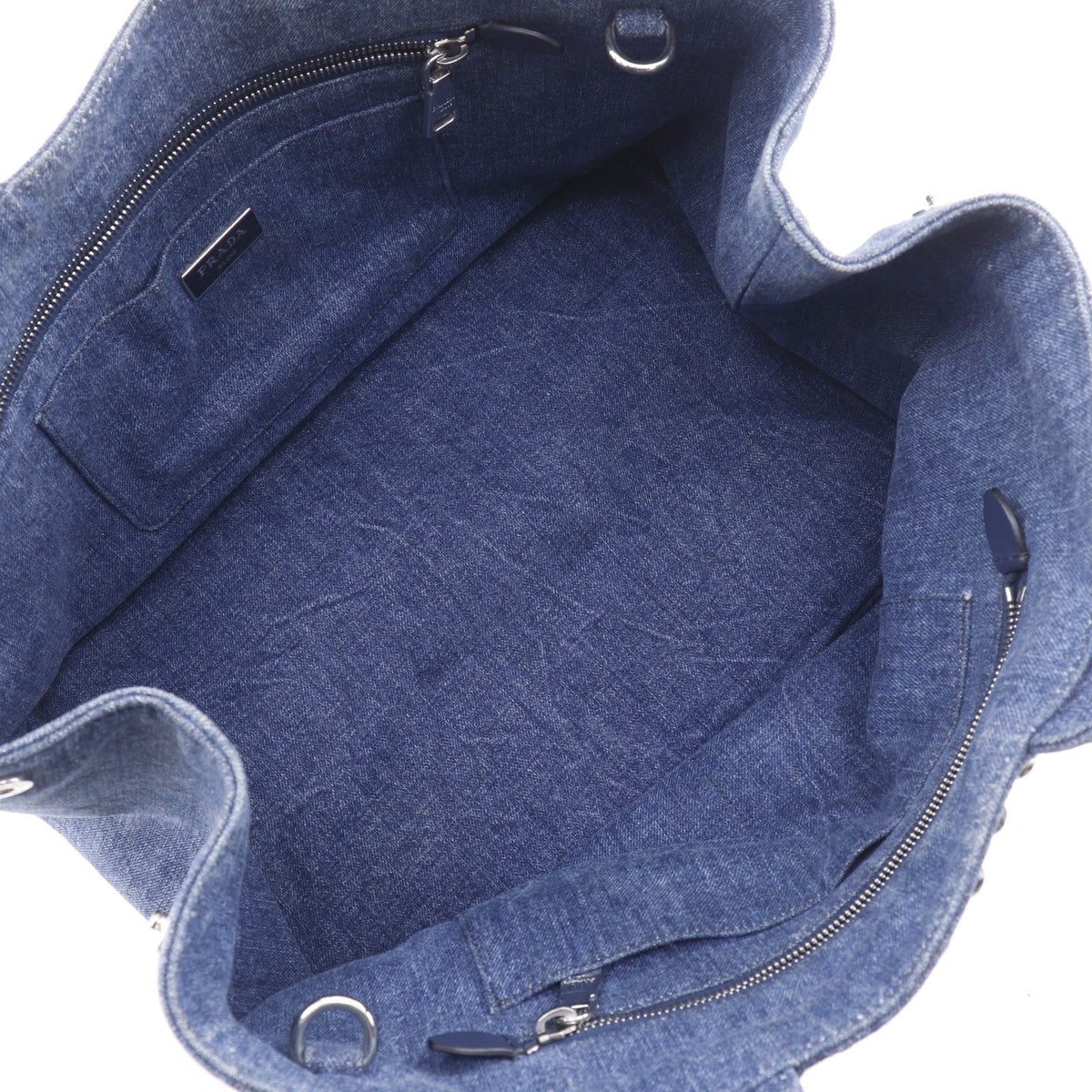 Prada Canapa Convertible Rhinestone Embellished Denim, Blue, Denim, Tote Bag