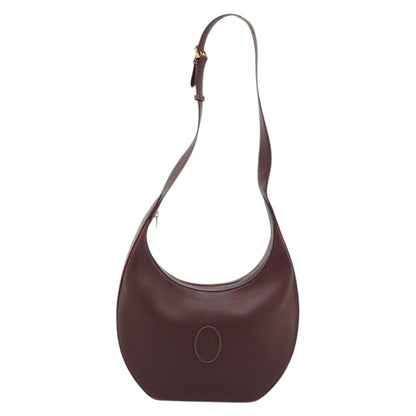 Cartier Vintage must de Cartier Leather, Burgundy, Leather, Shoulder Bag