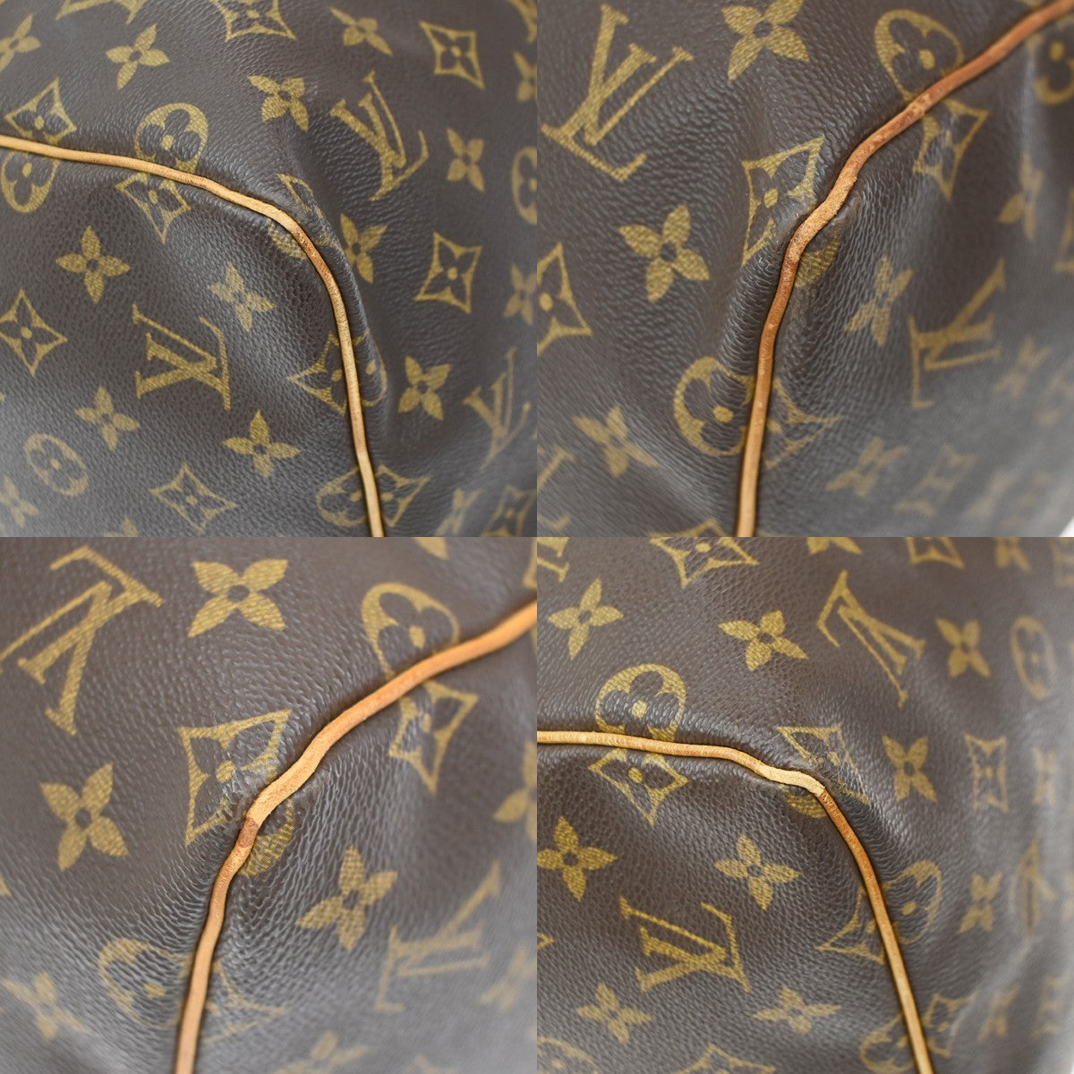 Louis Vuitton Keepall Monogram Canvas, Brown, Leather, Travel Bag