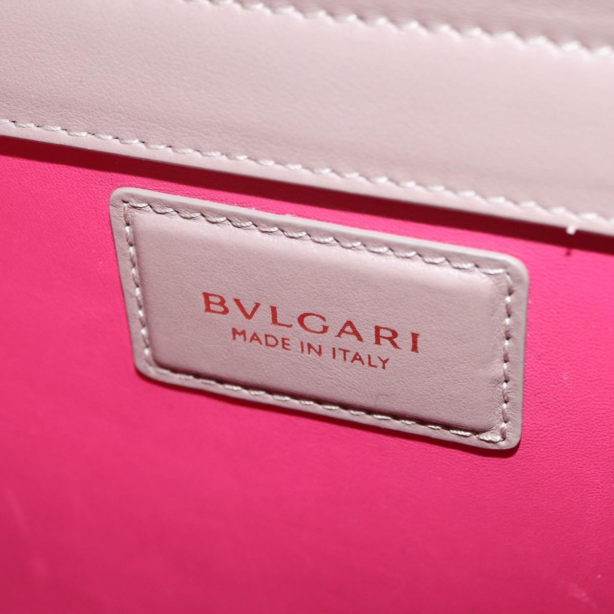 Bvlgari Signature Top Handle Leather, Beige, Leather, Handbag