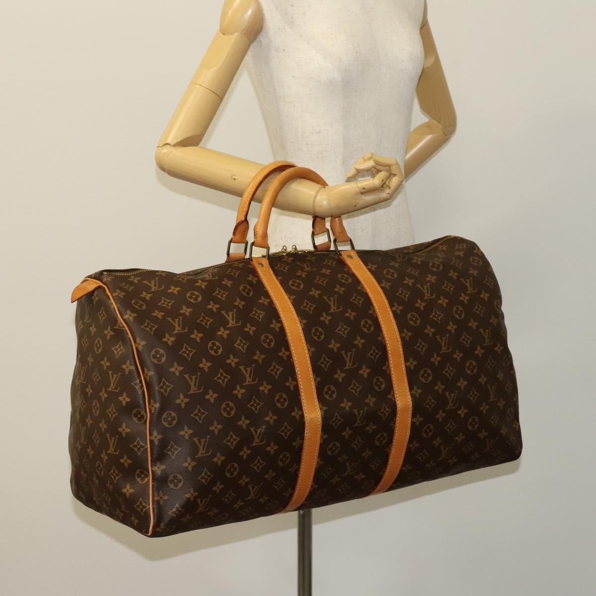 Louis Vuitton Keepall Bag Monogram Canvas, BROWN, CANVAS, Travel bag