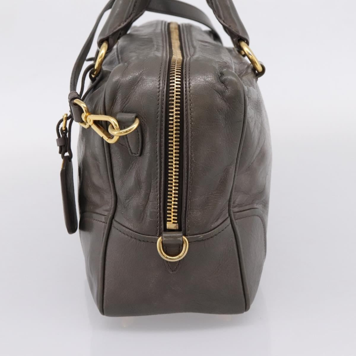 Prada Convertible Bauletto Vitello Shine, Gray, Leather, Handbag