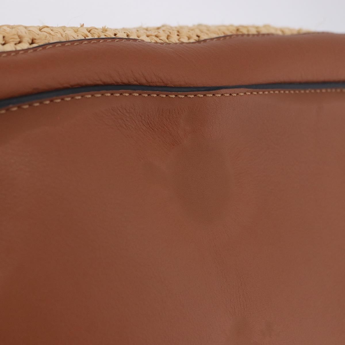 Loewe Puzzle Leather and Raffia, Beige, Leather, Handbag