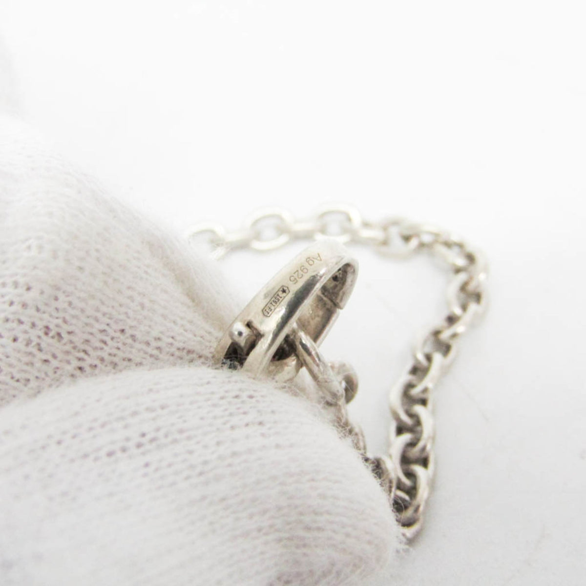 Gucci Engraved Interlocking G Chain Link Pendant Sterling Silver, Silver, Silver, Necklace