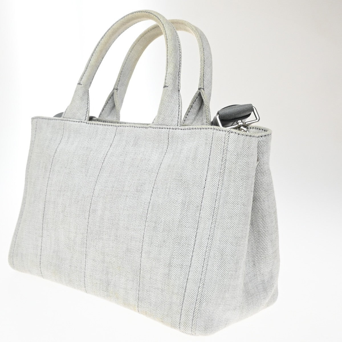 Prada Canapa Convertible Rhinestone Embellished Canvas, Gray, Canvas, Tote Bag