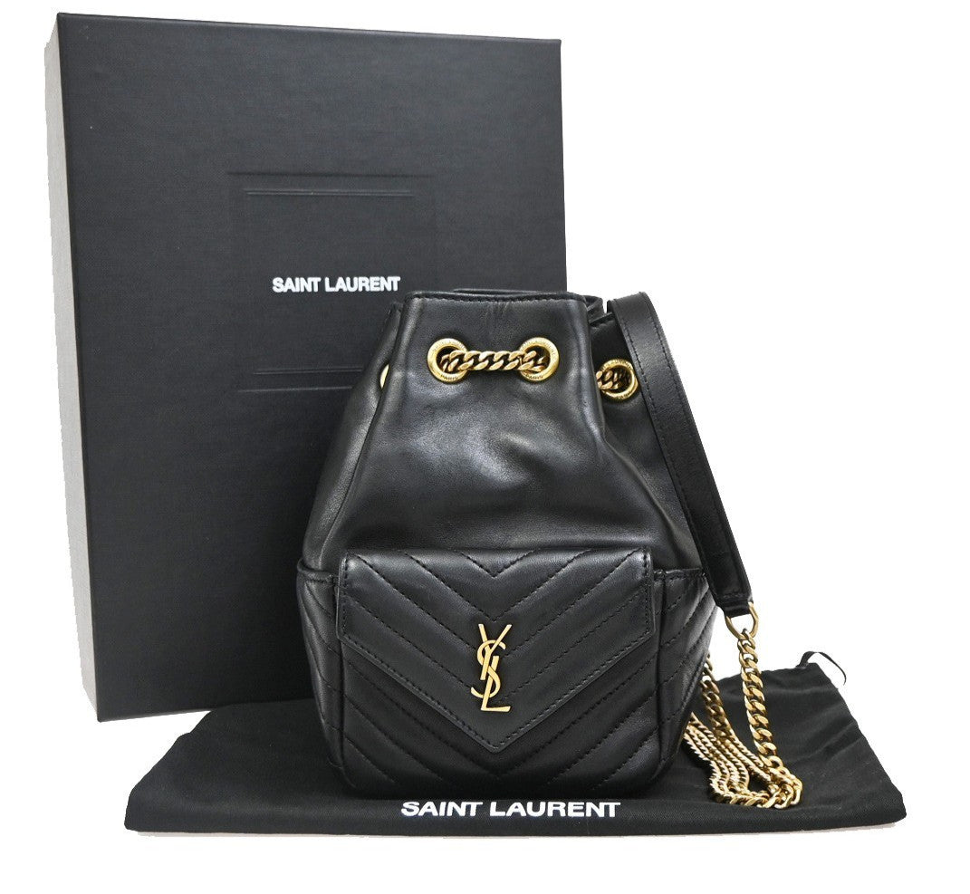 Saint Laurent Joe Bucket Matelasse Chevron Leather, Black, Leather, Handbag