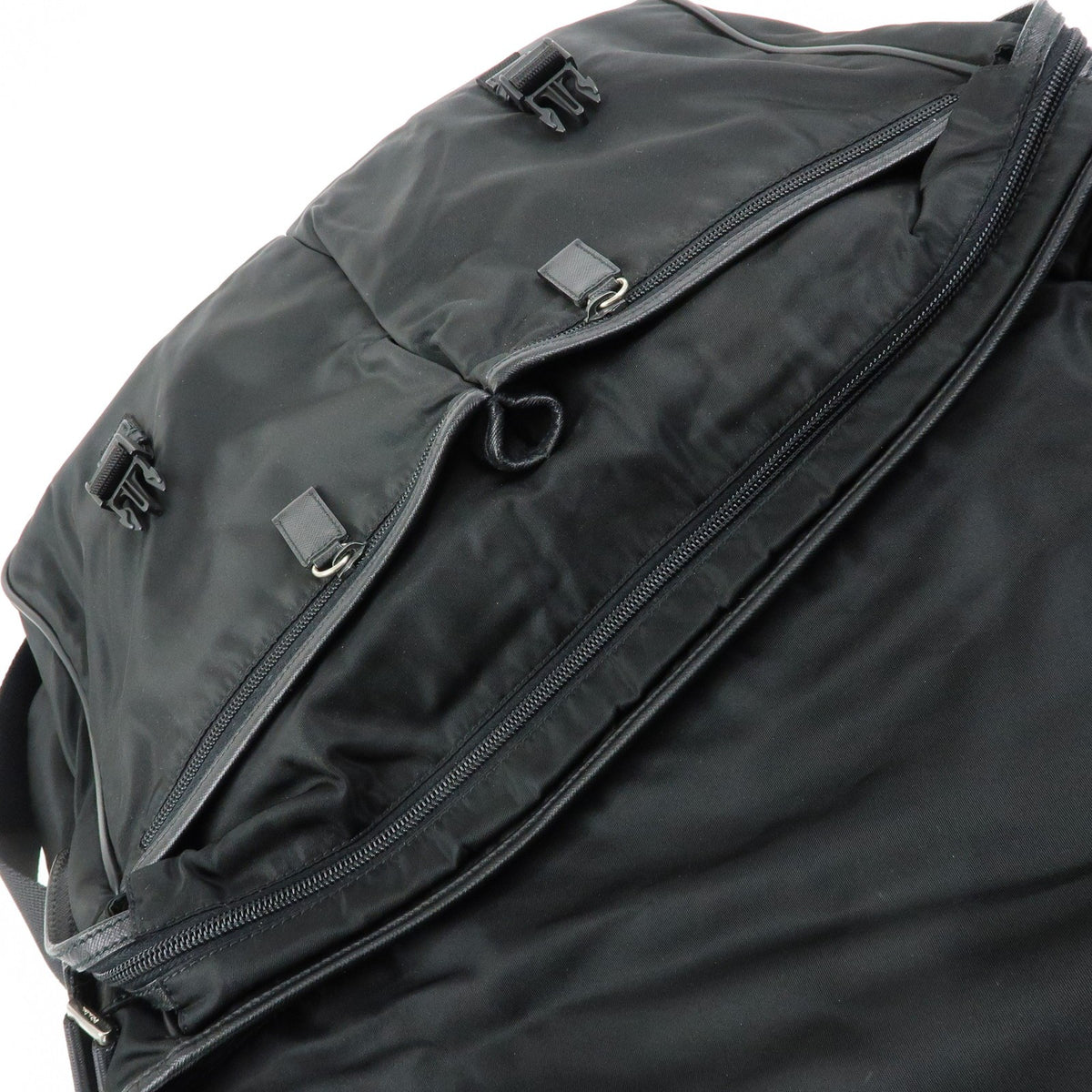Prada Buckle Messenger Tessuto, Black, Nylon, Handbag
