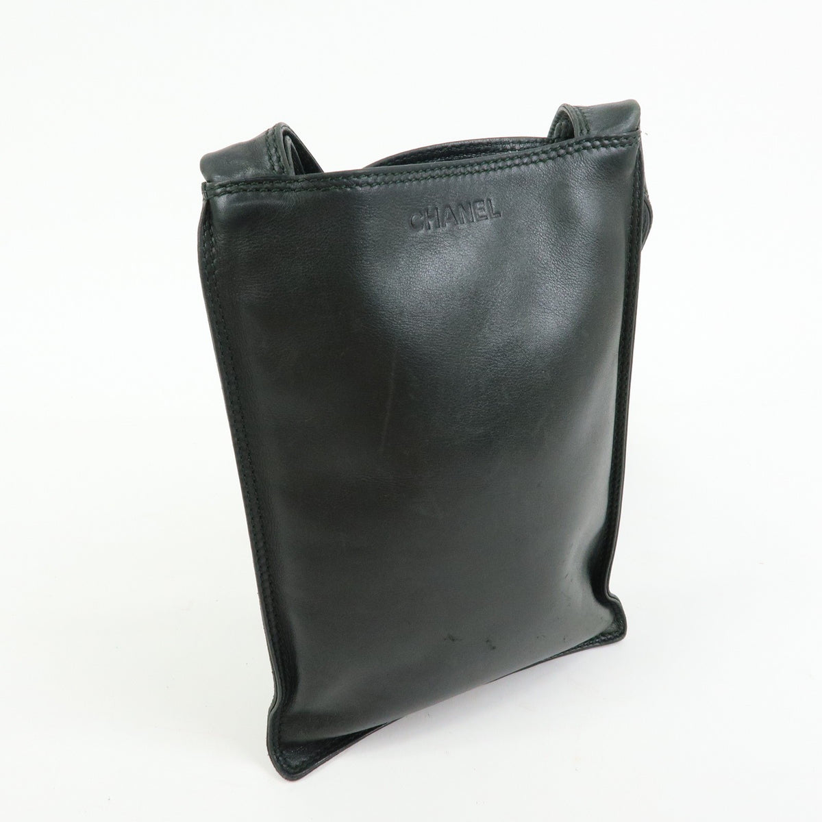 Chanel Flat CC Lambskin, Black, Leather, Backpack