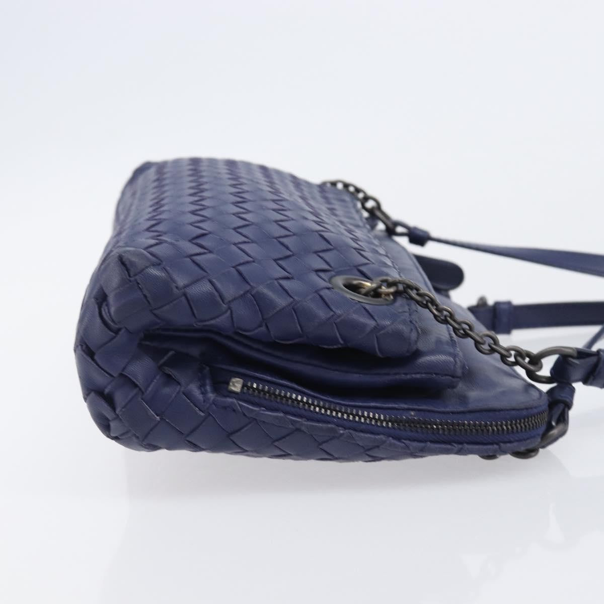 Bottega Veneta Compartment Chain Intrecciato Nappa, Blue, Leather, Shoulder Bag