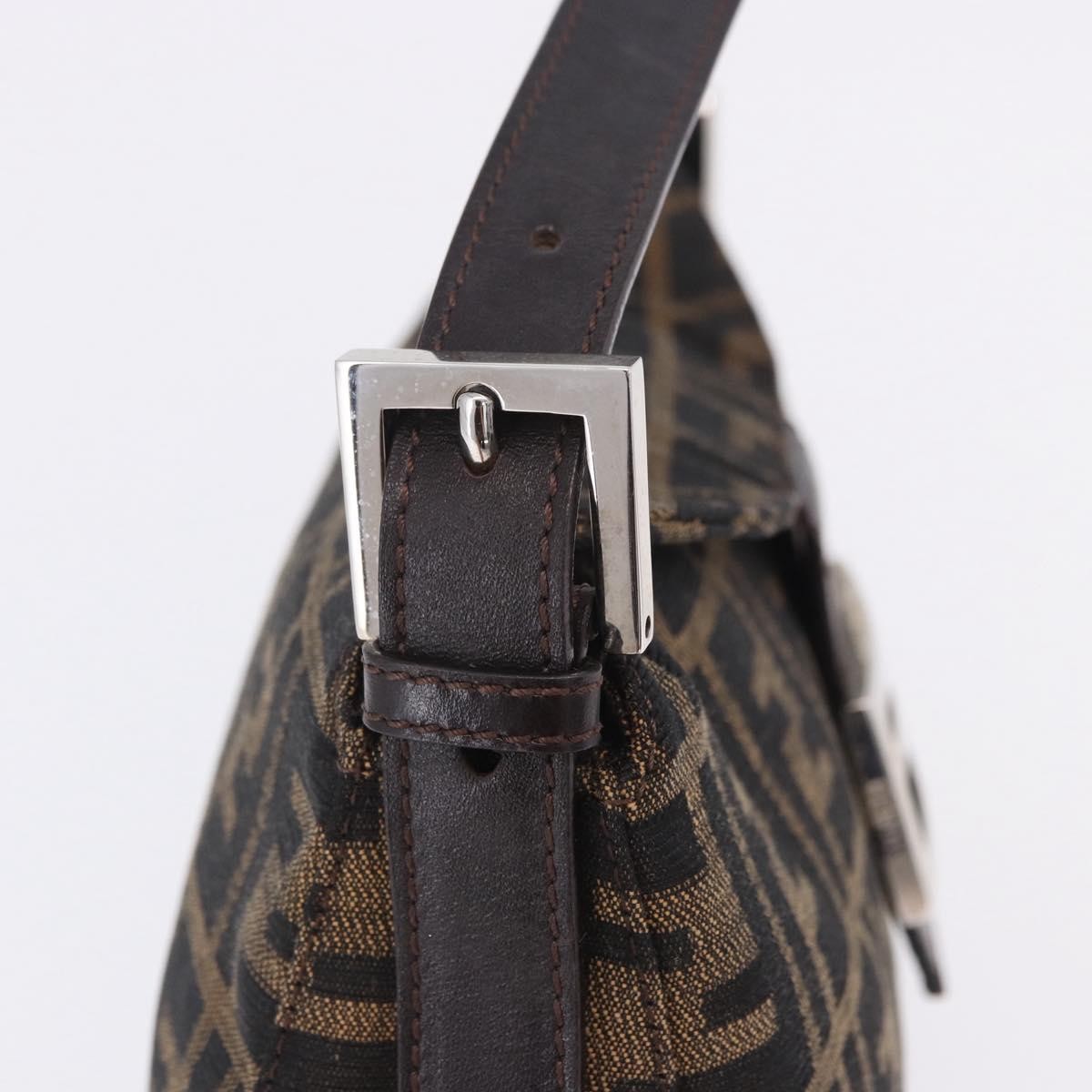 Fendi Baguette Pochette Zucca Canvas, Brown, Canvas, Clutch