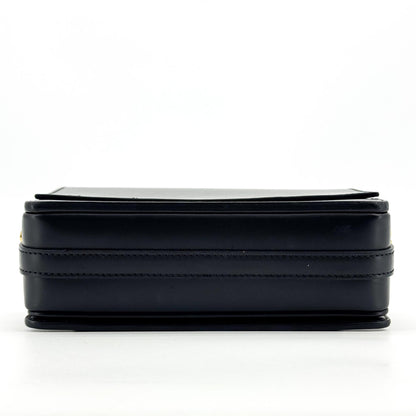 Burberry Grace Flap Horseferry Printed Leather, Black, Leather, Shoulder Bag