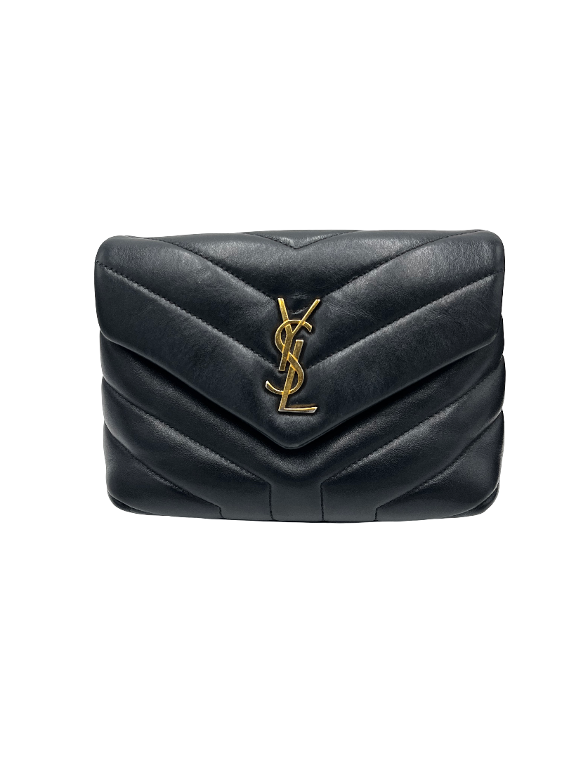 Saint Laurent Loulou NM Matelasse Chevron Leather, Black, Leather, Shoulder Bag