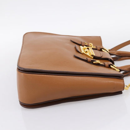 Miu Miu Madras Convertible Lock Leather, Brown, Leather, Tote Bag